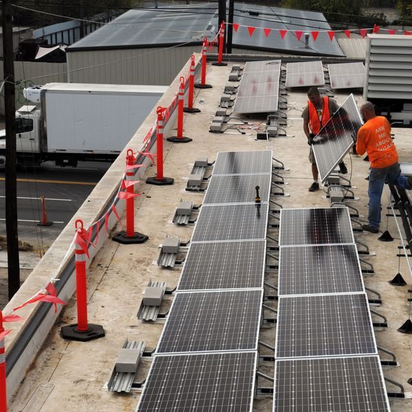solar panels going up as part of a complete overhaul of a 1950s factory into a 21st century building!